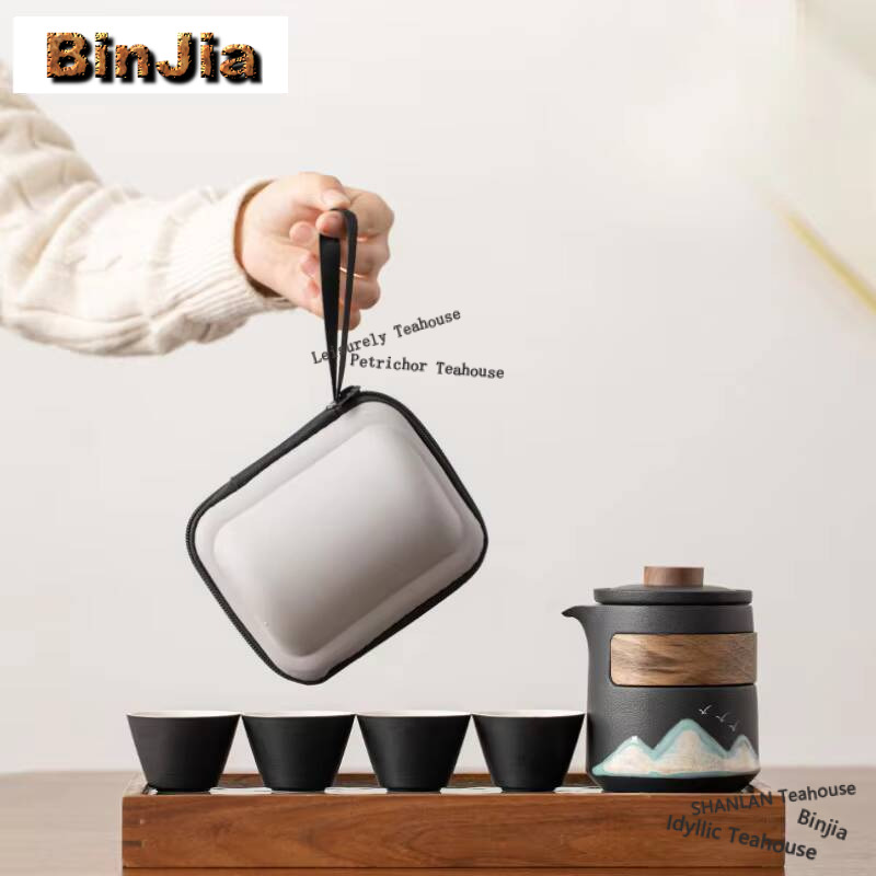 Luxury Bags Hand Painted - 손으로 그린 풍경 여행 차 세트