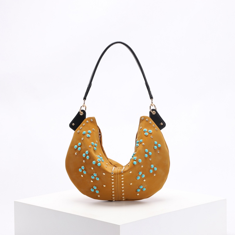 Half Moon Bag Suede - 빈티지 웨스턴 호보 숄더백 여성용 보헤미안