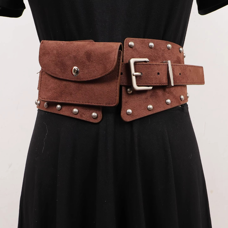 Belt Bag Leather Wide - 여성용 패션 스타일 스웨이드 PU 가죽