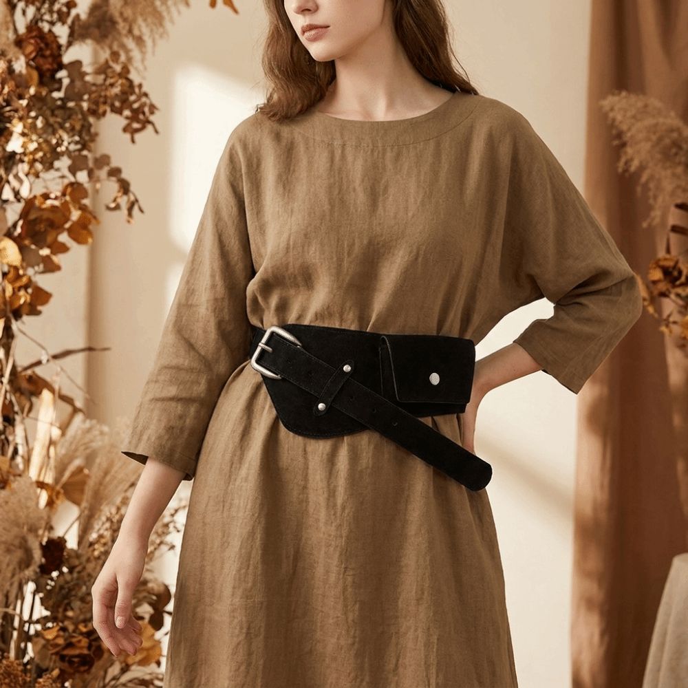 Belt Bag Leather Wide - 패션 PU 핀 버클 허리띠 와이드