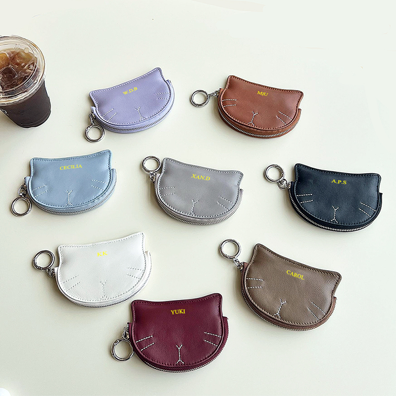 귀여운 고양이 미니 동전 지갑 키체인 포함, 맞춤 이름 - Luxury Bags Names 리뷰 및 가격