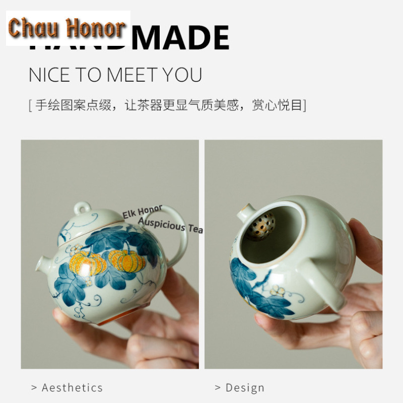 손으로 그린 호박 여행용 차 세트 키트 럭셔리 1포트  - Luxury Bags Hand Painted 리뷰 및 가격