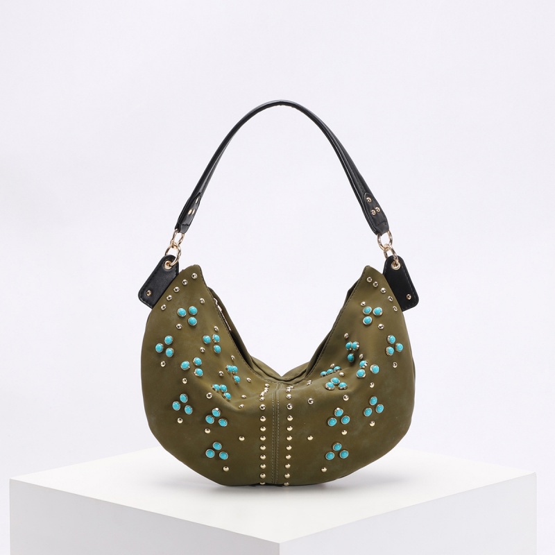 빈티지 웨스턴 호보 숄더백 여성용 보헤미안 터키석 리벳 - Half Moon Bag Suede 리뷰 및 가격