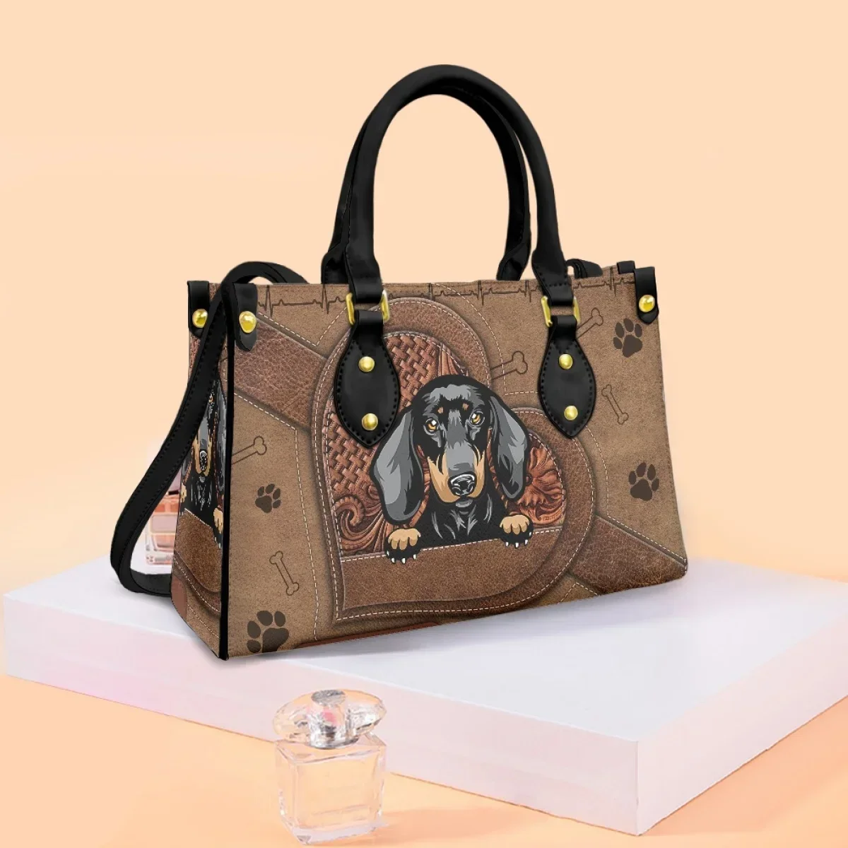 여성용 가죽 숄더백 맞춤형 이름 귀여운 닥스훈트 개 프 - Luxury Bags Names 리뷰 및 가격