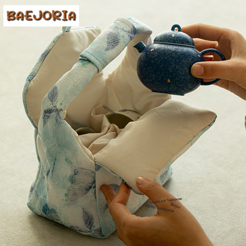 손으로 그린 파란 나비 여행용 차 세트 키트 고급 1포 - Luxury Bags Hand Painted 리뷰 및 가격