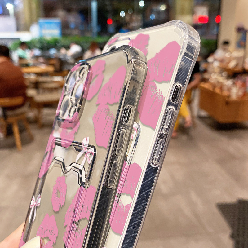 섹시한 입술 카드 홀더 투명 폰 케이스 아이폰 17 케 - Luxury Bags Photos 리뷰 및 가격